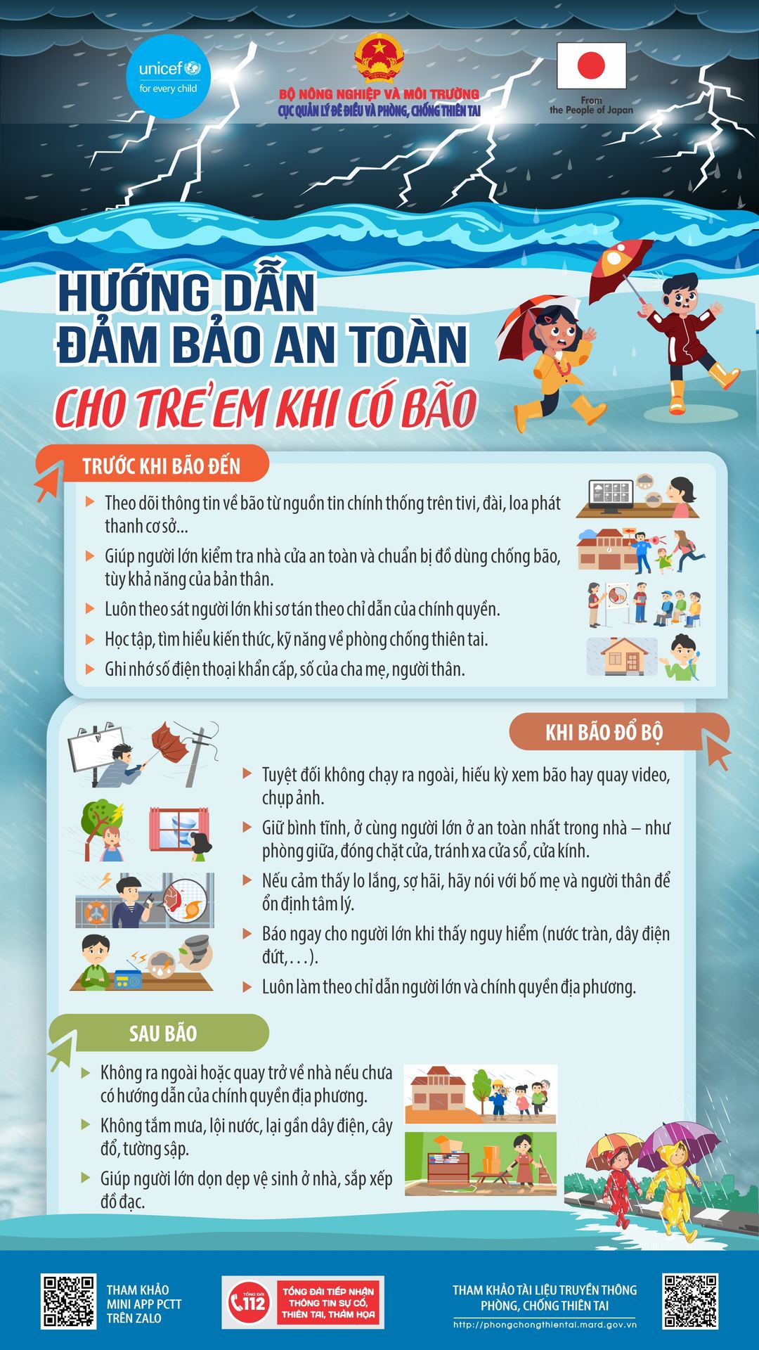 Hướng dẫn an toàn cho trẻ em khi có bão